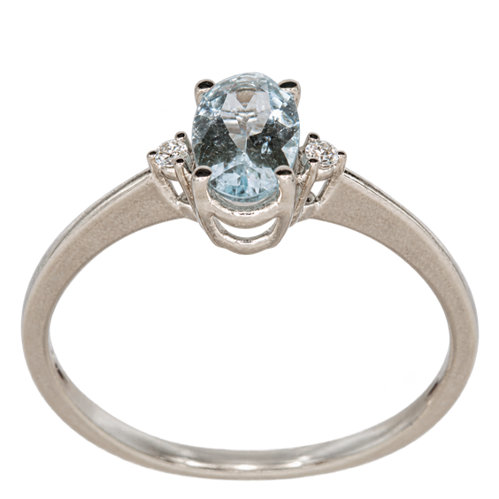 Anello Promesse Donna in Oro bianco Acquamarina 0.30 Ct AOV641BT - AOV641BT
